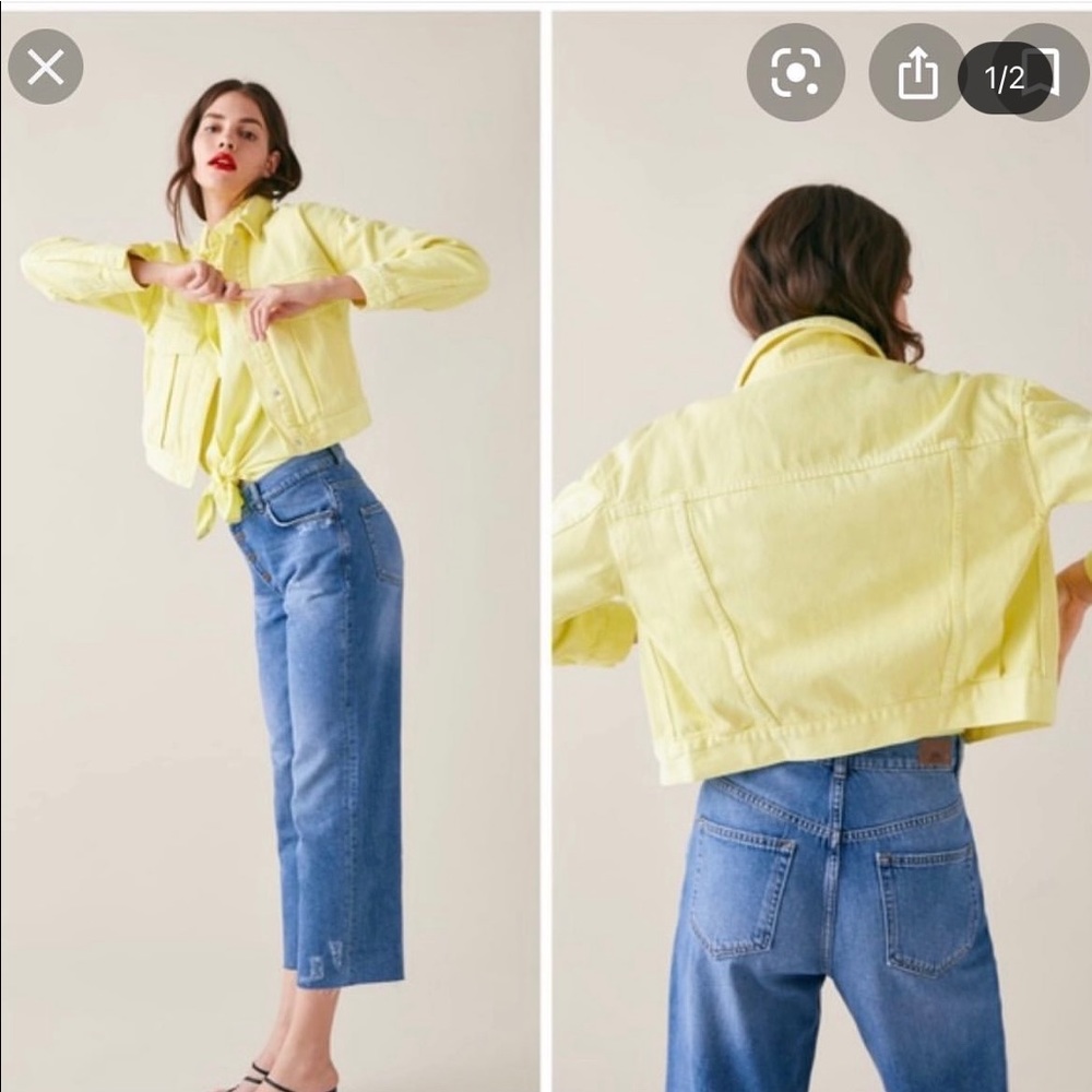 Zara Cropped yellow jean jacket